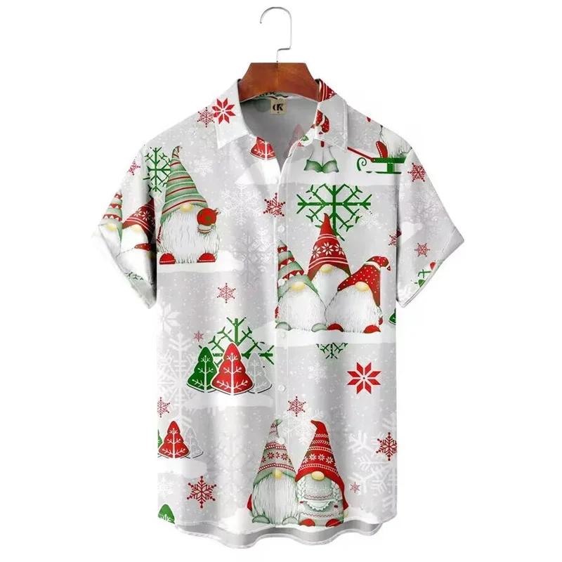 

Christmas Shirt For Men 3d Santa Claus Print Short Sleeve Tops Fashion Hawaiian Shirts Loose Oversized Men Clothing Men'S Shirt