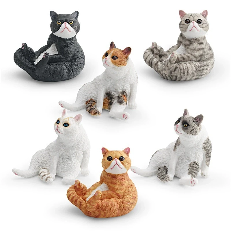Adorable Orange Tabby Cat Figurine Lifelike Sitting Pose Small Home Office Decoration Novelty Pet Kitten Ornament