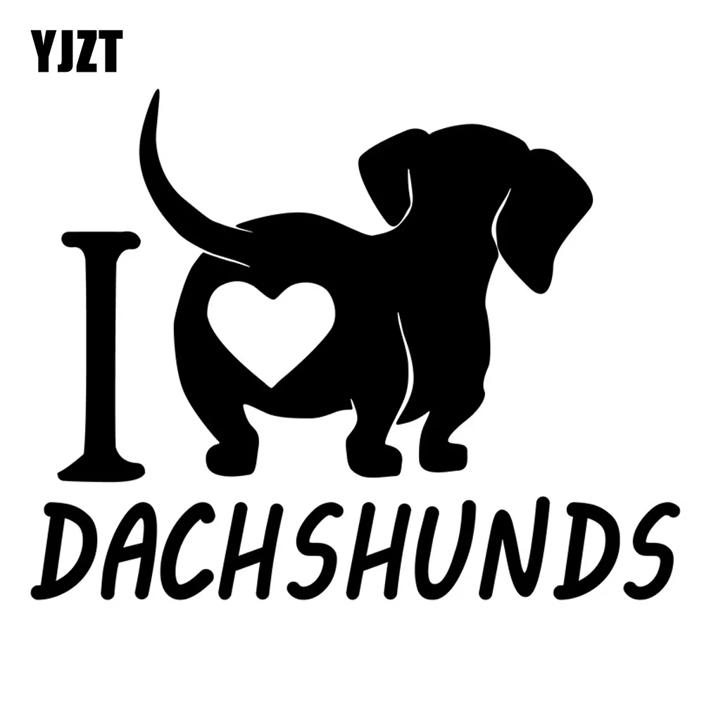 YJZT  Fun I Love Dachshunds Vinyl Animal Car Stickers Decal Black/Silver 8C-0109