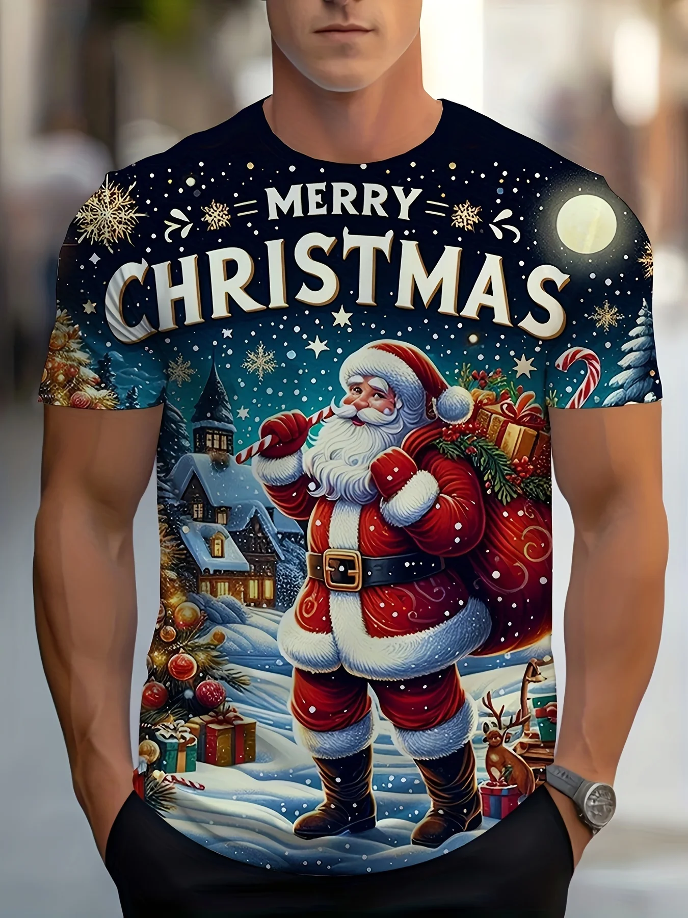 Camiseta navideña impresa en 3D, divertida camiseta de regalo de Navidad para hombre, camiseta informal de estilo urbano para niños, camiseta navideña Y2K