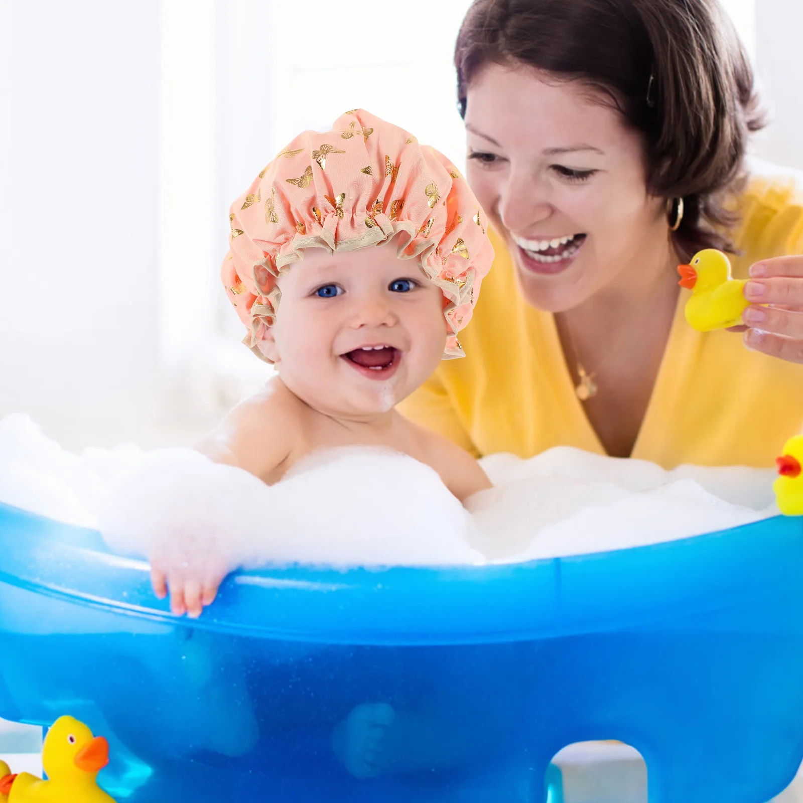 

3 шт., детская водонепроницаемая шапочка для душа, эластичная мягкая многоразовая детская защита для волос, детская водонепроницаемая шапочка для душа, детская шапочка для ванны