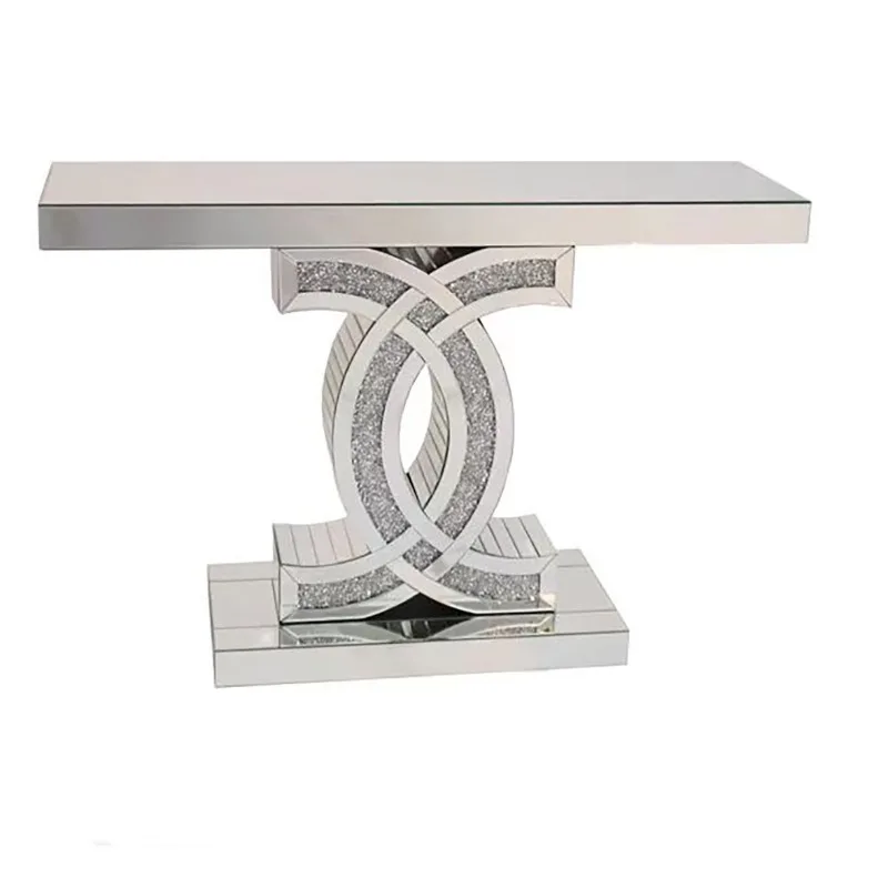

Mirror special-shaped mirror, rhinestone glass, double C entrance table