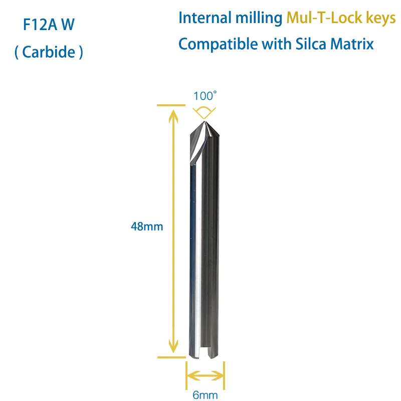 Fresa in metallo duro F12A W / F12B W per tagliare chiavi Mul-T-Lock compatibili con SILCA Matrix PRO EVO S-SX duplicatore di chiavi