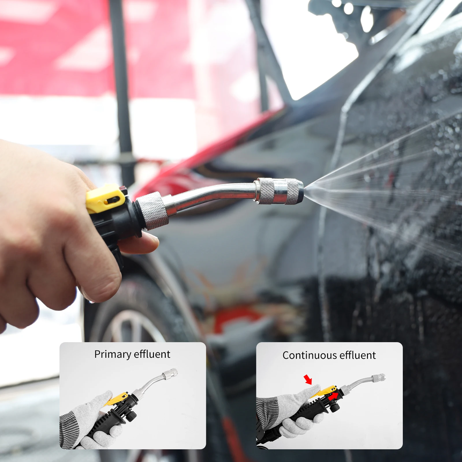 Autowasch-Sprühpistole mit 6M Elastischem Federschlauch, Verstellbare Wasserdüse, Ersatz-Wasserpistole, Auto-PPF-Sprüher, Reinigungswerkzeuge – Detail 1