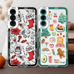 Case For Samsung Galaxy S25 S24 S20 S21 FE S22 Plus S23 Ultra A55 A54 A35 5G Soft Cover Merry Christmas