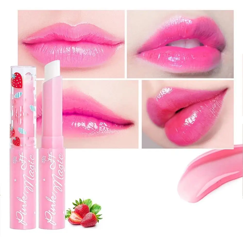 Natural Strawberry Serum Moisturizing Lipstick Temperature Color Change Lip Balm Long Lasting Nourishing Lip Stick Cosmetics