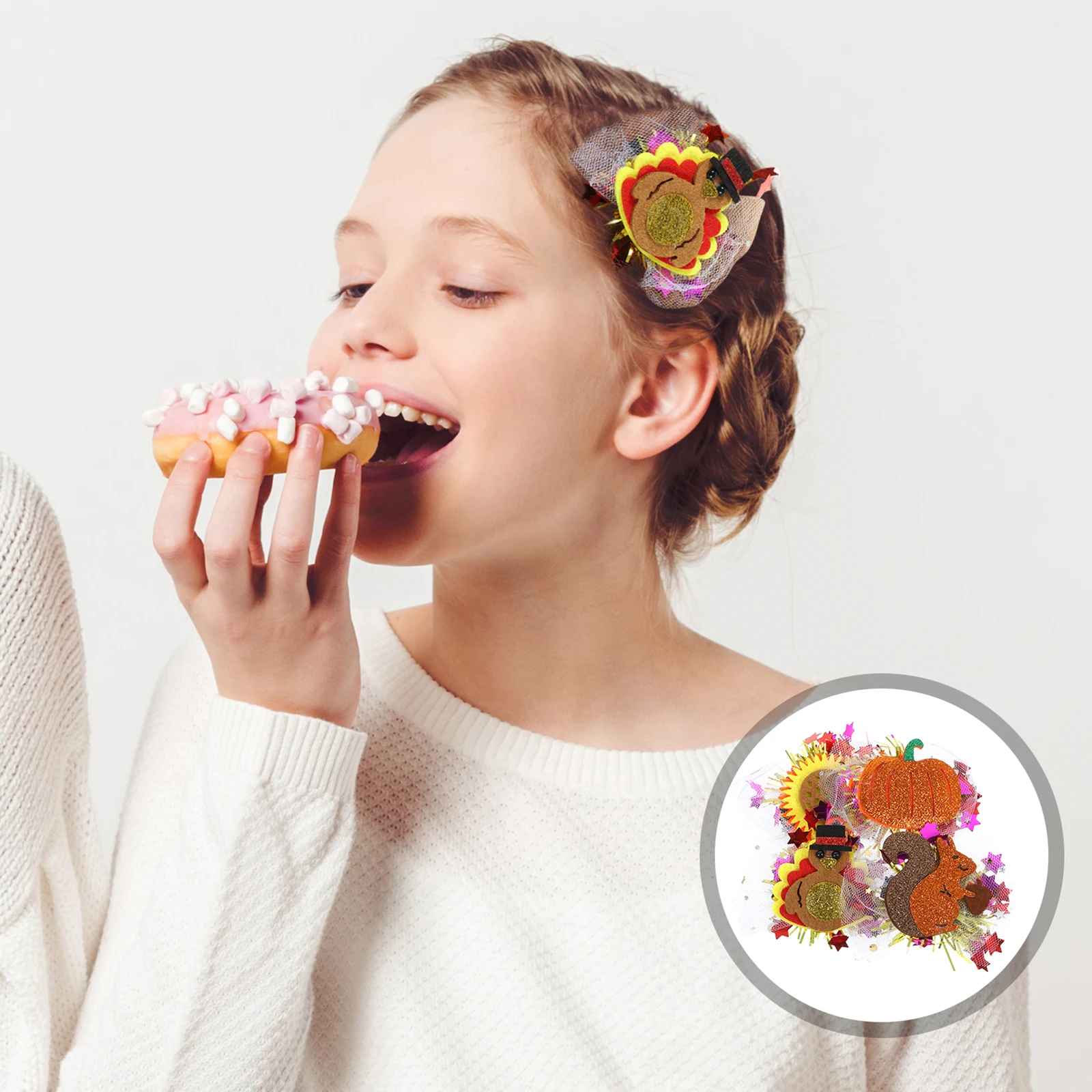 

4pcs Thanksgiving Hair Clips Festive Accessories Harvest Festival Barrettes Women Teens Lightweight Durable Easy to Use Small