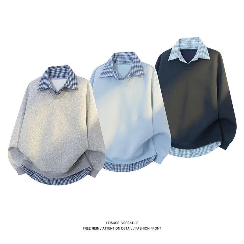 

Весенне-осенняя модная модная универсальная искусственная толстовка из двух предметов для пары, уличная повседневная свободная удобная толстовка для фитнеса и бега