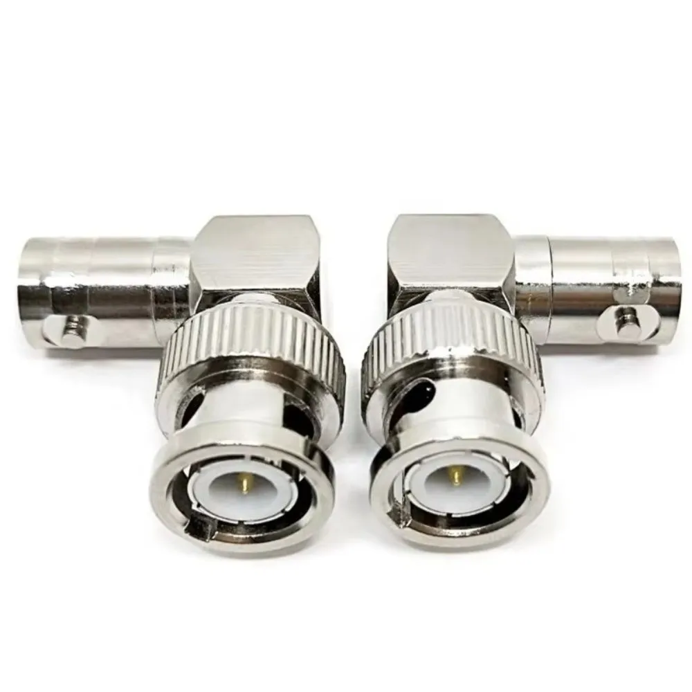 90 Degree Angle BNC Male Female Connector L-Shaped Nickel Plated BNC Right Angle Connector Male Plug Brass Material