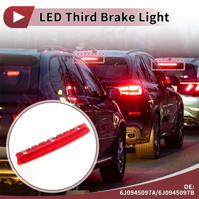 

Новая задняя светодиодная стоп-сигнальная лампа (третий стоп-сигнал) с красным рассеивателем для Seat Ibiza 2008-2017, Leon 2010-2012, номера деталей 6J0945097B, 6J0945097A