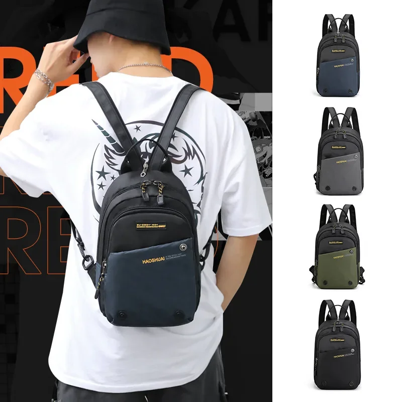 Men Small Backpack Rucksack Messenger Cross Body Chest Bags Multi-purpose outdoors Travel Nylon Male Fashion Daypack Knapsack 가방