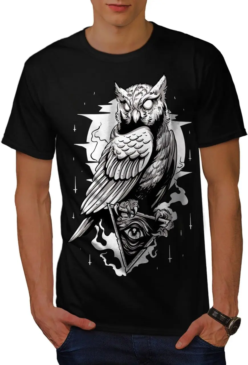

Latest models for men and women - Wellcoda Triangle Owl Mens T-Shirt, Conspiracy Graphic Printed Tee