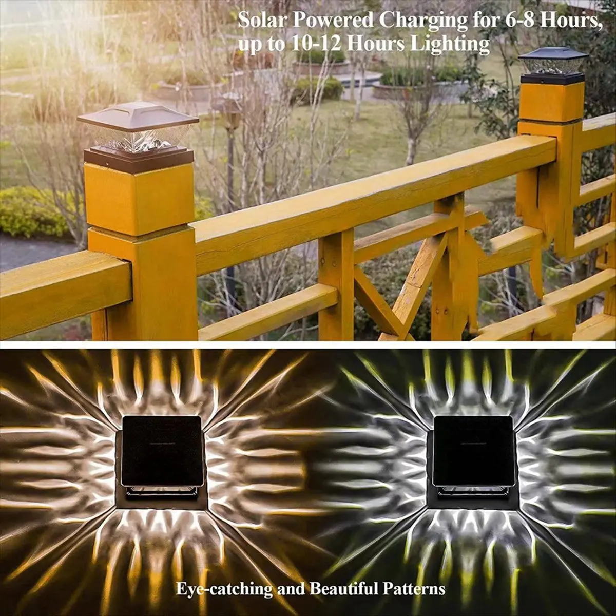 Efficient- Outdoor Fence Post Cap Light Warm White and Cool White Lighting Wateproof Villa Column Lamp Solar LED Pillar Light A