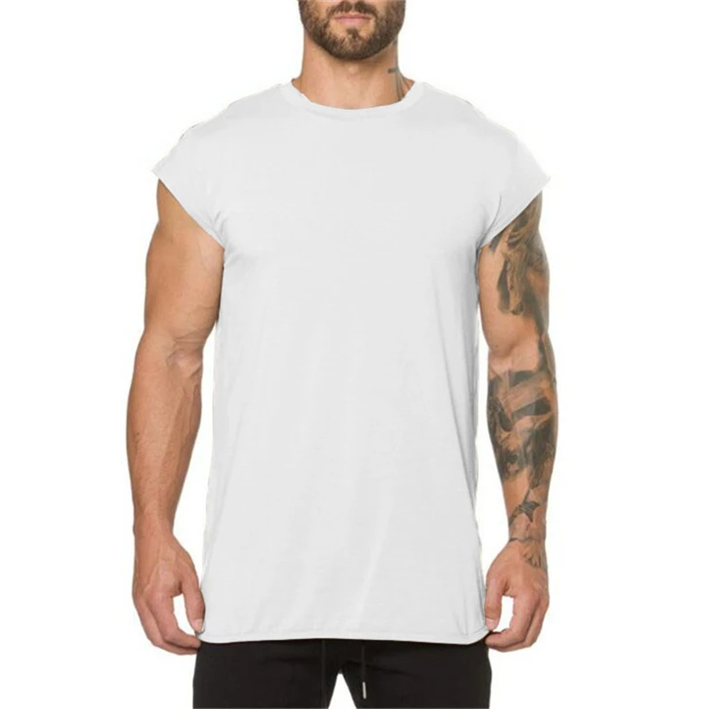 Solid Color Workout Muscle Shirts Gym Bodybuilding Cotton Breathable Small Sleeve T-shirt Mens Fitness Casual Hip Hop Tee Tops image 4