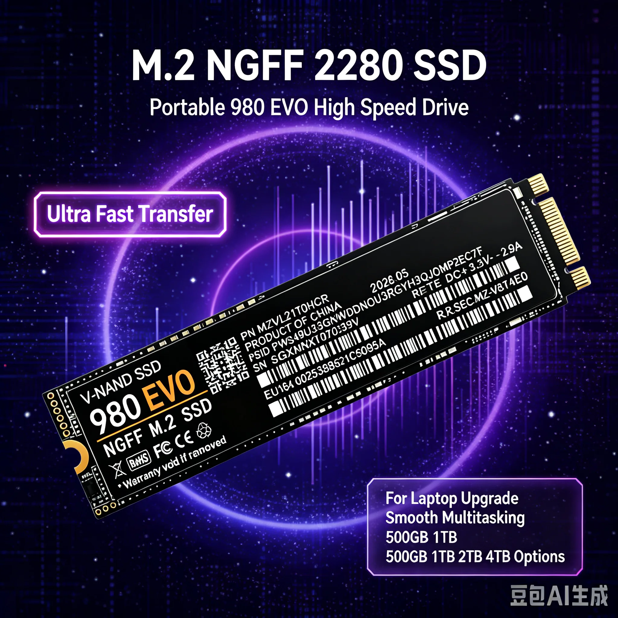 980 EVO M.2 2280 NGFF PCIe 4.0 SSD Up to 550MB/s Internal Solid State Drive 500GB-4TB For PS5 Laptop Desktop Gaming PC Storage
