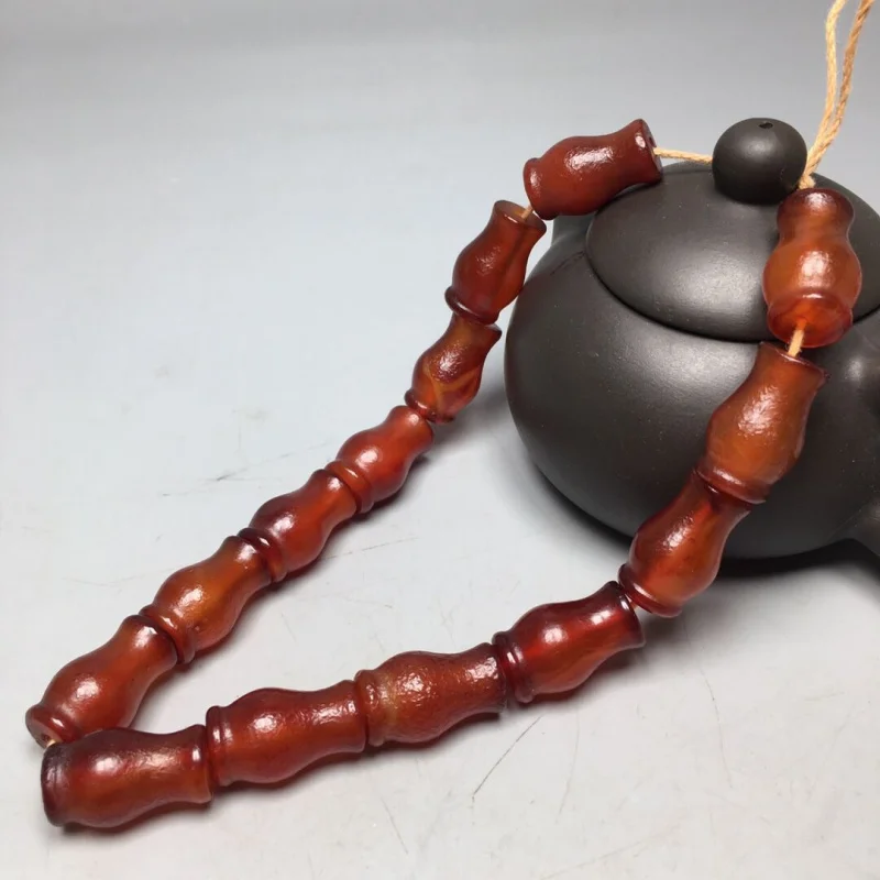 Reflow Fenghua Agate High Oil Old Patina Calcification Horseshoe Pattern Bracelet Necklace Loose Beads