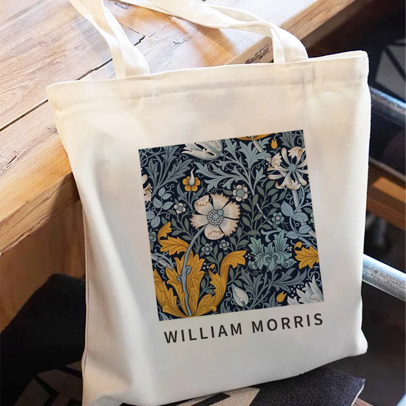 Shopper Tote Bag Vintage Leaf Flower William Morris Reusable Handbag Shoulder Foldable Fashion Canvas High Capacity Shopping Bag