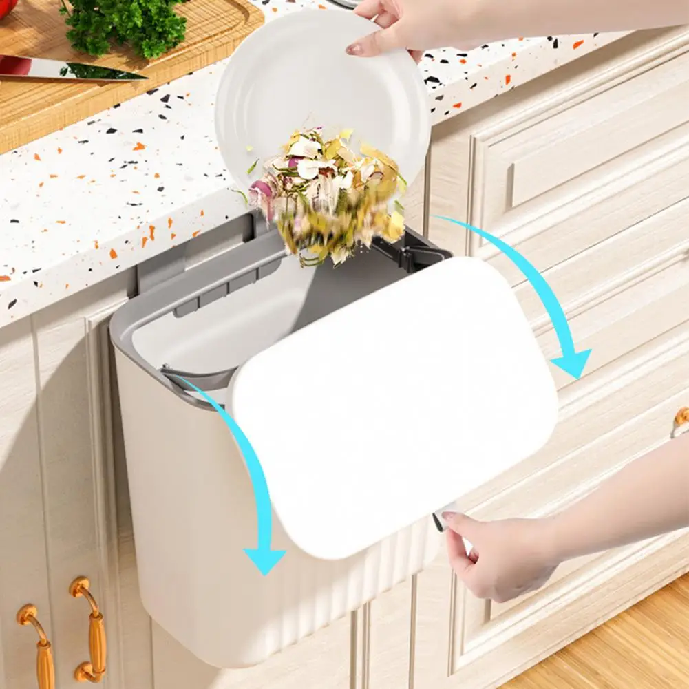 9L Kitchen Trash Can Wall Mount Trash Can Cabinet Storage Smart Bucket Bathroom Livingroom Office Sliding Rubbish Bin Trash Bin