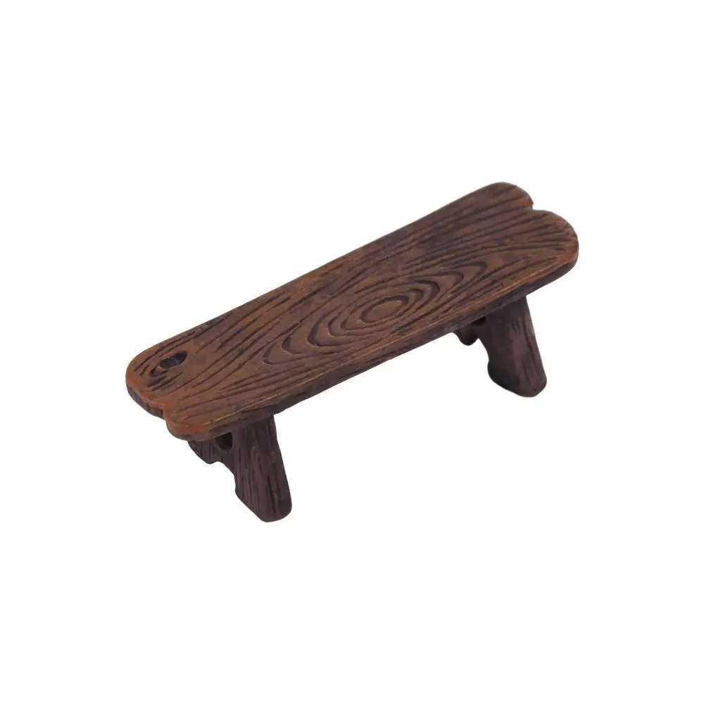 Wooden Dollhouse Miniature Wooden Bench Mini Doll Furniture Dollhouse Wooden Chair Park Chair Romantic