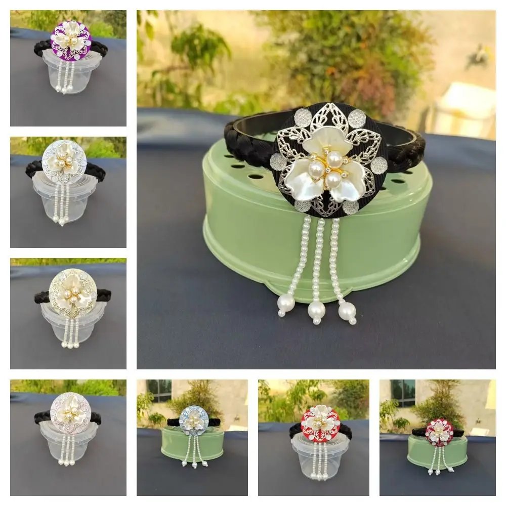 الحلو زهرة الكورية عقال اللؤلؤ مطرز الهانبوك هيرباند التقليدية العرقية نمط مرحلة الرقص الشعر هوب الأطفال #5