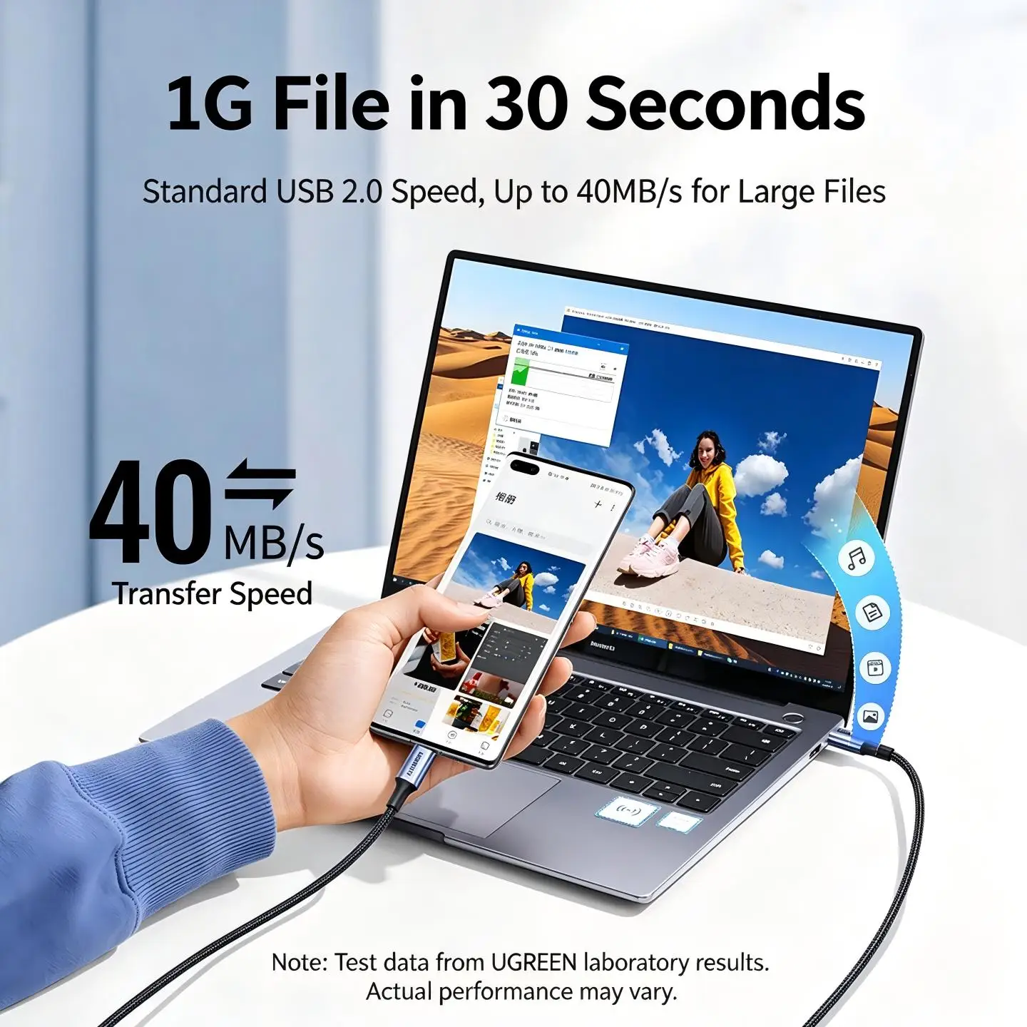 UGREEN – kabel USB typu C – typu C, 60 W, 100 W, szybkie ładowanie PD, kompatybilny z Apple iPhone 18, 17, iPad, Macbook, ładowarka USB-C, do urządzeń Android, krótki i długi. — zdjęcie produktu 5
