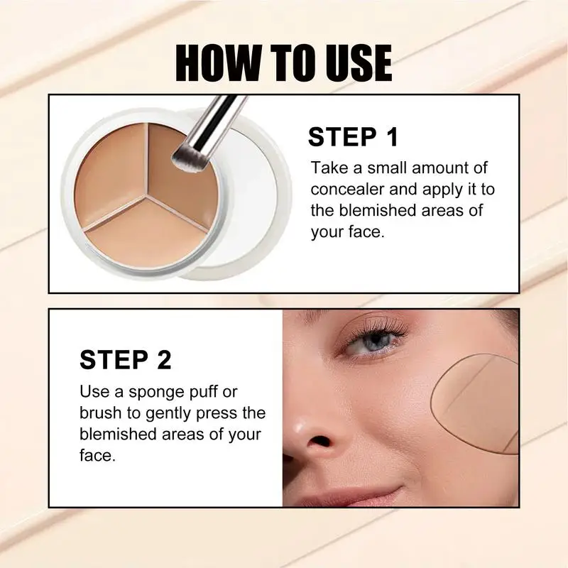 3 Kleur Crème Concealer Waterdichte 3 Kleuren Contour Palet Crème Concealer Voor Gezicht Fleuren Concealer Palet Voor Volwassenen Meisjes