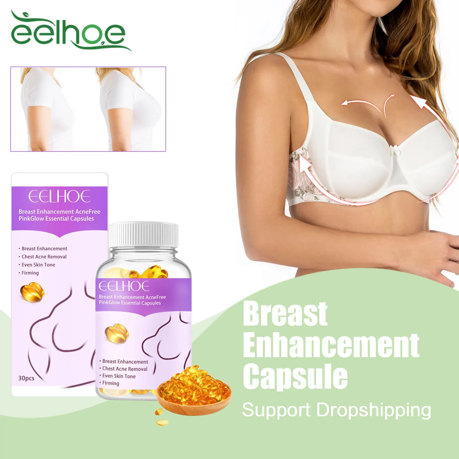 

Breast Enhancement Capsule Promote Breast Lift Up Increase Tightness Moisturizing Smooth Anti-Sagging Breast Fast Growth Care