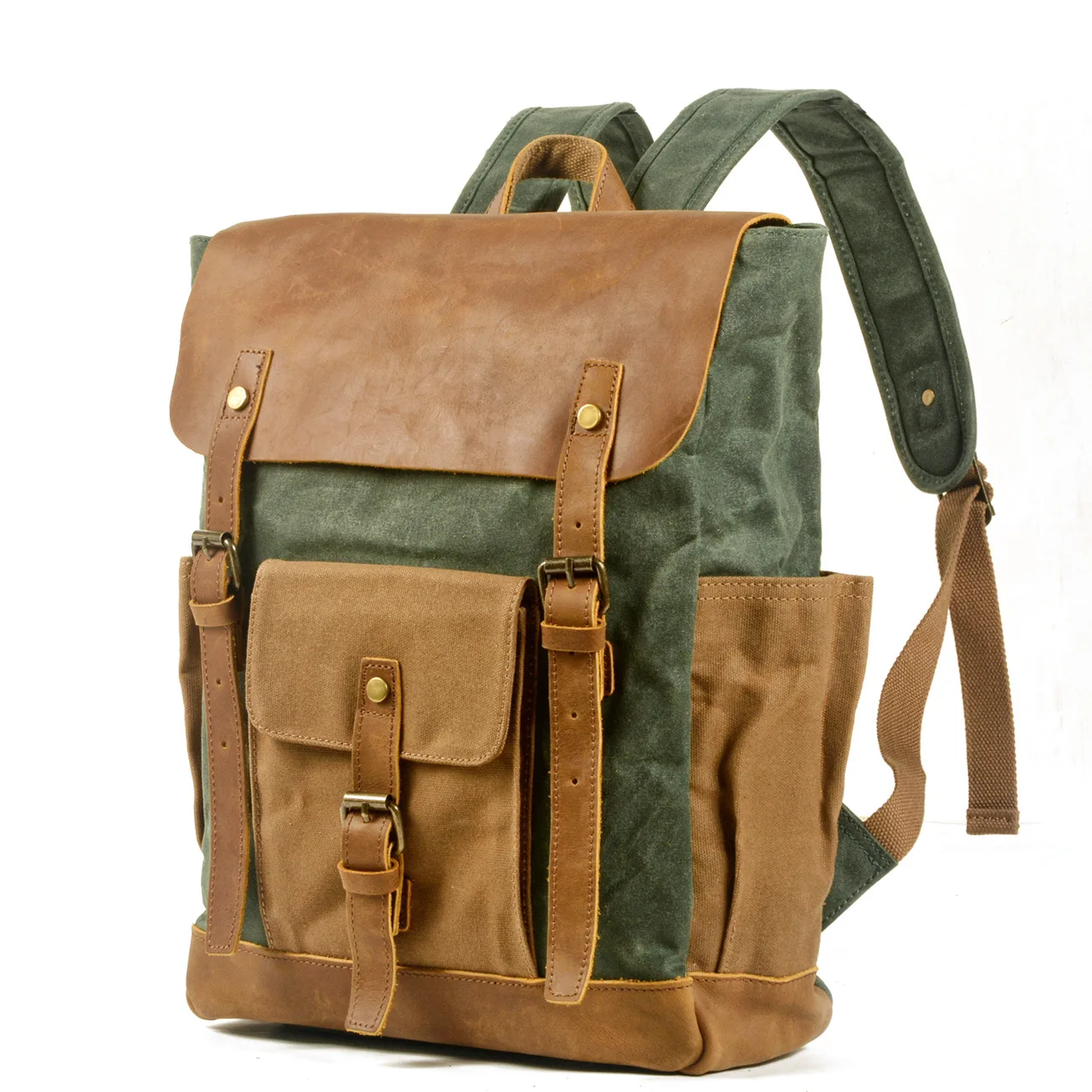 

Vintage and Contrast Color Oil Wax Waterproof Travel Backpack Canvas Bag Backpacks Computer Bag Large Capacity mochilas bolsa 가방