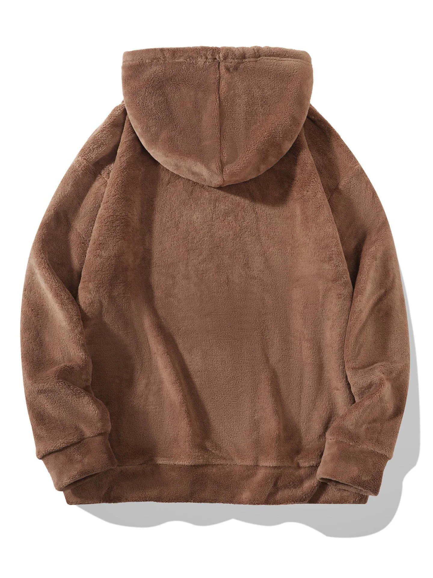 Herren Weiches Warmes Flanell Zweiteiler Set Übergroßer Kapuzenpullover mit Kordelzug Lose Hose Lässige Hauskleidung Herbst Winter Tägliche Kleidung – Detail 14