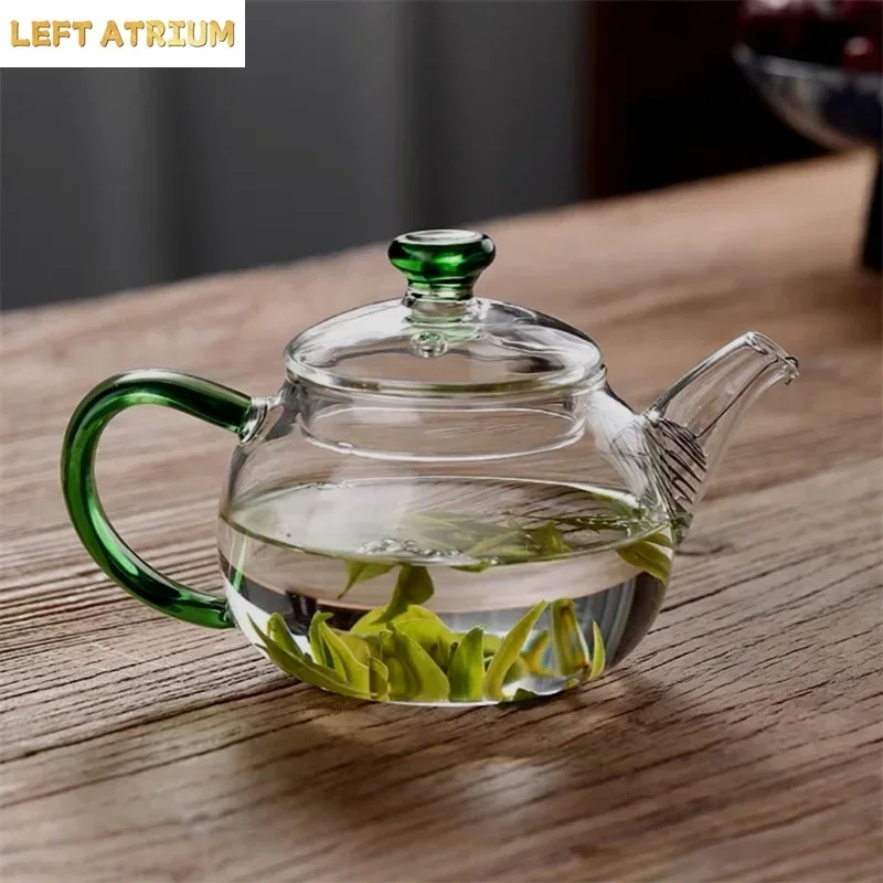 200ml Clear Heat-resistant Small Glass Teapot with Stainless Steel Filter Small Brewing Flower Green Tea Pot Kung Fu Tea Set