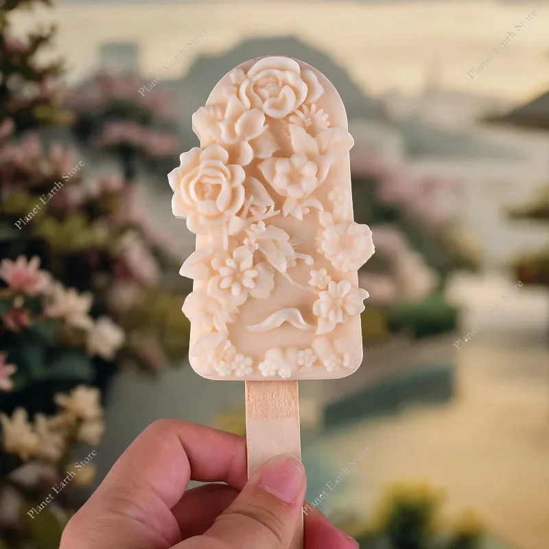 2025, Sommerblume, Eis, Lebensmittelqualität, Silikonform, handgefertigt, DIY, Zuhause, Eis am Stiel, kreative Eis am Stiel-Form, einfache Bedienung