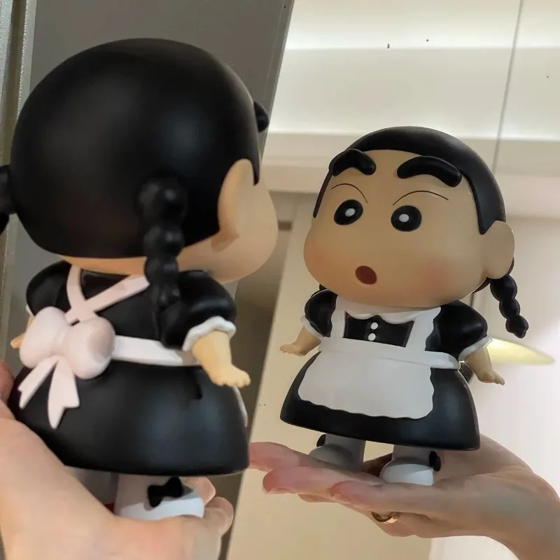 

Crayon Shin Chan 10cm Anime Figure Cos Maid Small Plait Kawaii Desktop Decoration Model Peripheral Collection Model Brithday Toy