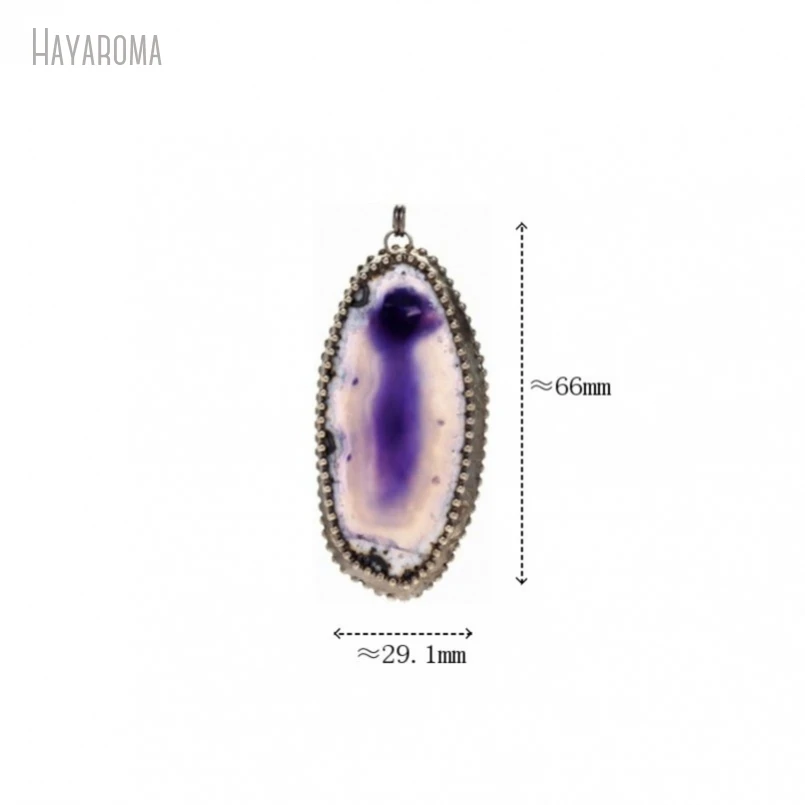 10Pcs Wholesale  Soldered Free Form Slice Vintage Style Handmade Jewelry Antique Silver Color Purple Tin Agates Pendant