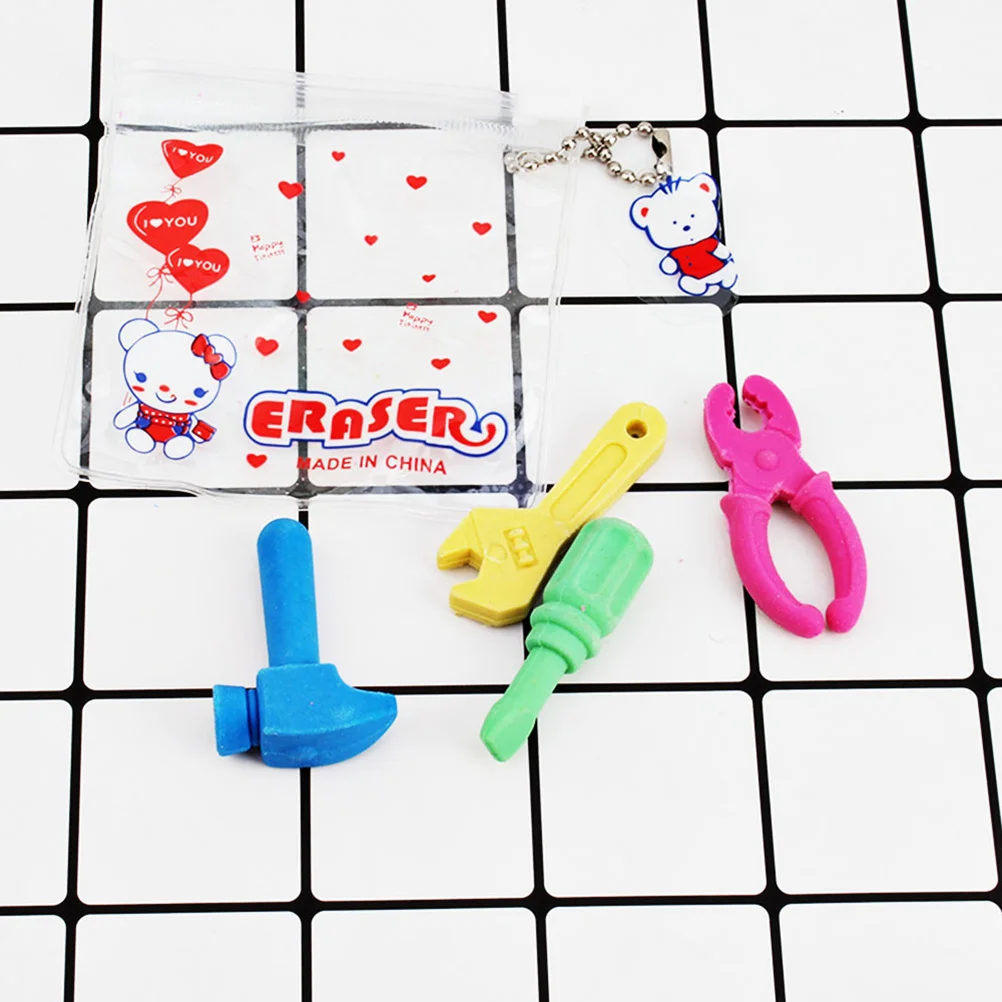 4Pcs Erasers Cartoon Tool Design Creative Stationery Perfect Gift School Supplies Classroom Rewards for Kids Students