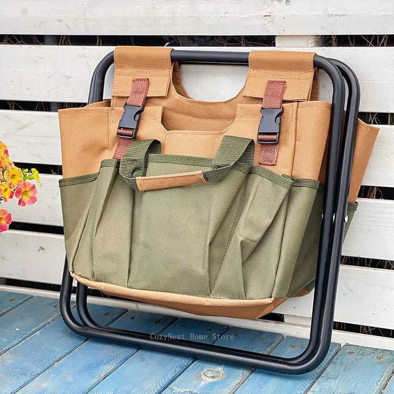 Foldable Garden Stool with Tool Storage, Detachable Fishing Bench for Camping & Outdoor Use