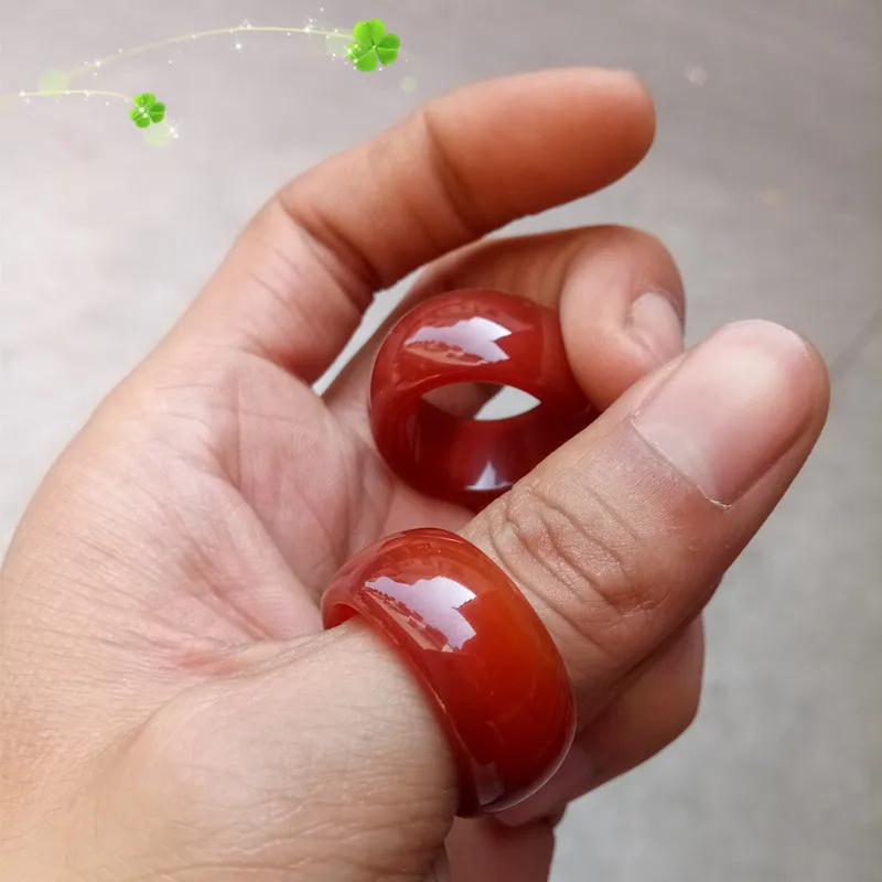 Natural A red jade rings jewelry agate chalcedony pull finger rings for women men  rings for women  luxury jewelry 925 ring