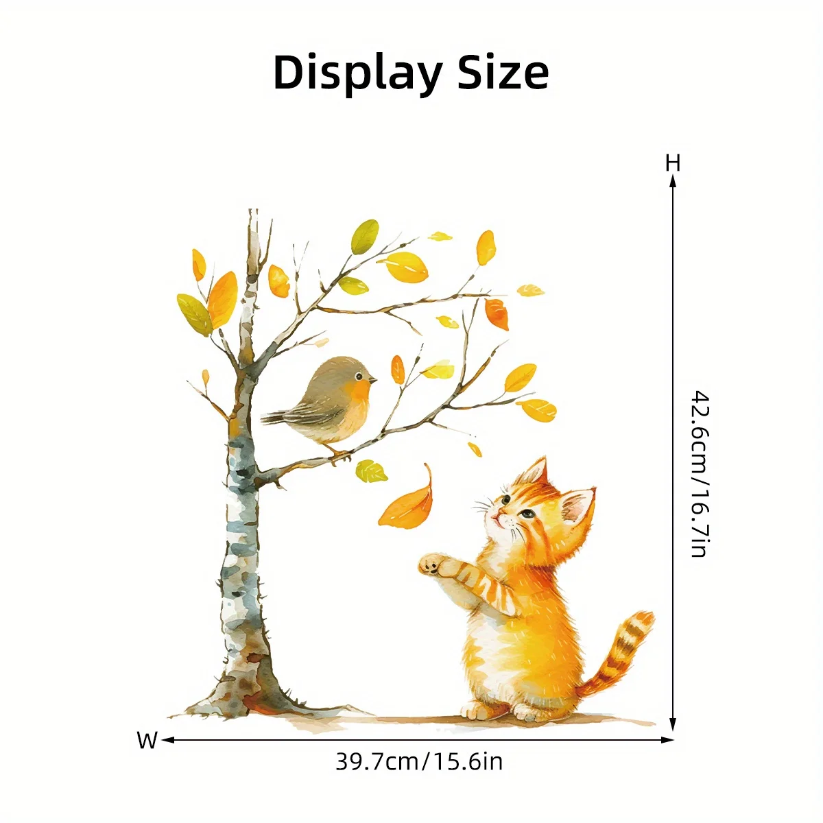 1Pc Watercolor Cute Cat Tree Furniture Wall Stickers Removable for Bedroom Decoration Living Room Kids Room Decor Wall Decals