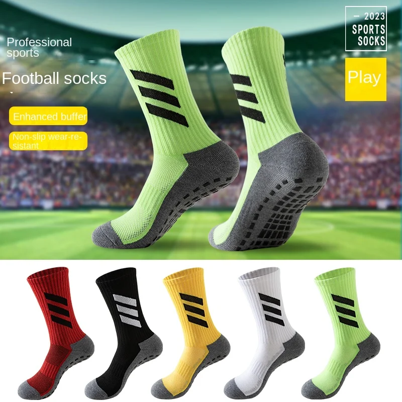 Football socks, thickened towel socks, men\'s mid length basketball socks, striped anti slip and wear-resistant three bar sports