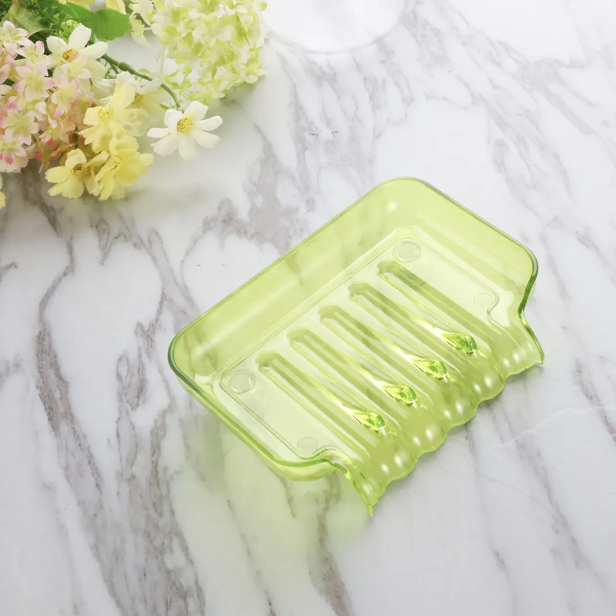 Soap Dish with 2 Suckers Colorful Wall Mounted Bathroom Shelf Hollow Design Drain Soap Box Storage Tray for Shower Smooth
