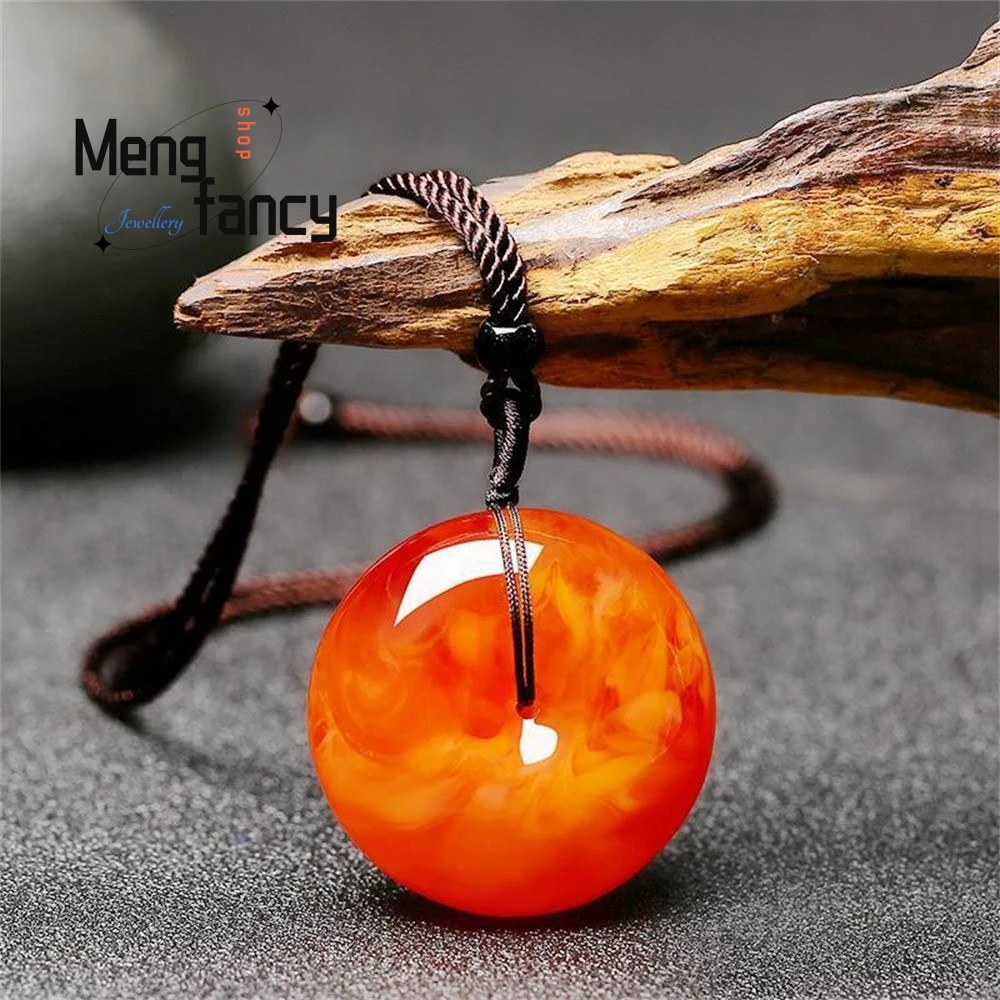 Natural Amber Beeswax Peaceful Buckle Four Seasons Peace Pendant Exquisite Fashion Luxury Fine Jewelry Best Selling Holiday Gift