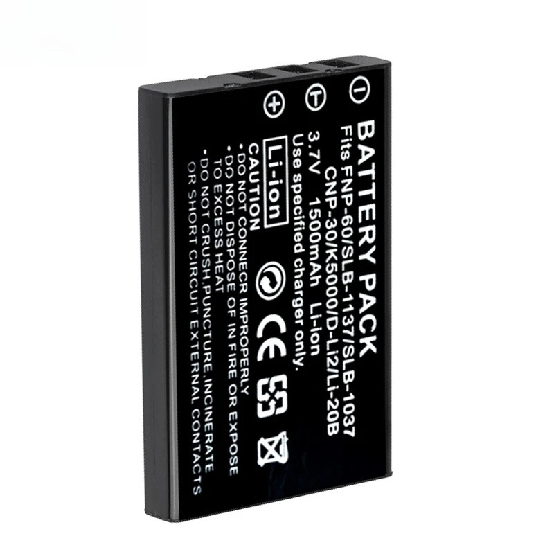 แบตเตอรี่กล้องสำรอง FNP60 3.7V 1800mAh สำหรับ Fujifilm F50I F501 F601Z F401 F410 F601 SLB-1137 CNP-30 K5000 Li-20B NP-60
