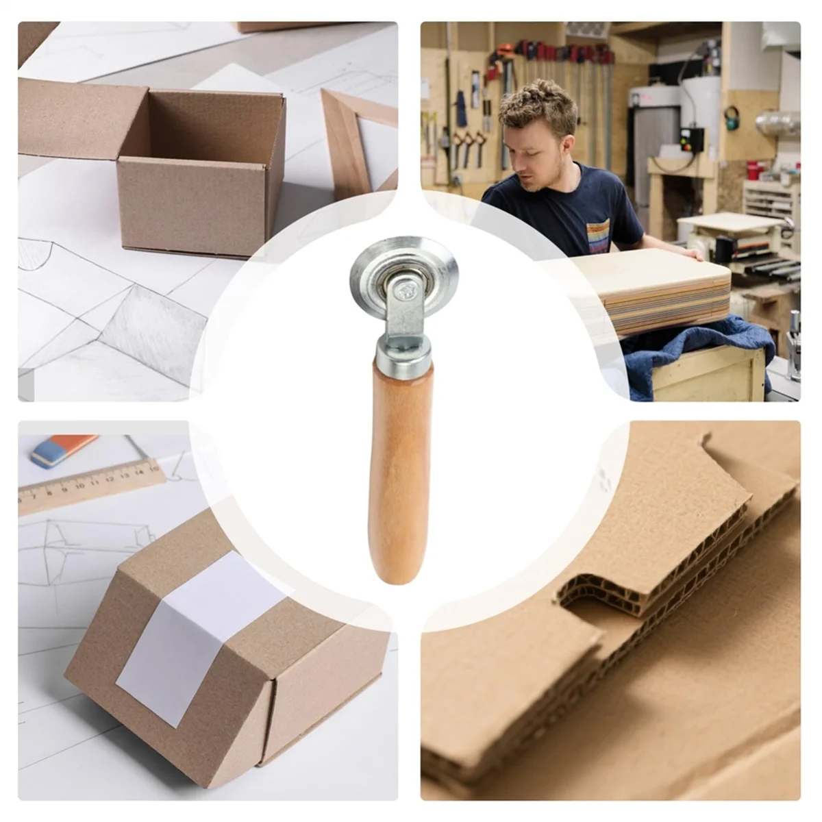 BAAQ 2PCS Strumento di riparazione dello schermo, Ruote per porte dello schermo con manico in legno Artigianato fatto a mano e accessori per la scheda KT in carta ondulata