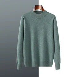 Pullover da donna taglie forti 5XL a mezzo collo Maglieria ampia Camicia che tocca il fondo Maniche lunghe Maglione di lana filettato Top tinta unita