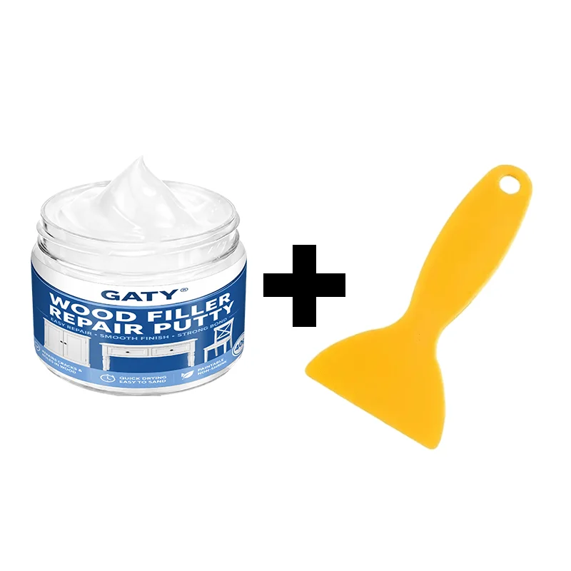 Weiße Holzfüllpaste mit Spachtel, schnelltrocknend, schrumpffrei, repariert Risse, Löcher, Kratzer, sandbar, beizbar – Detail 9