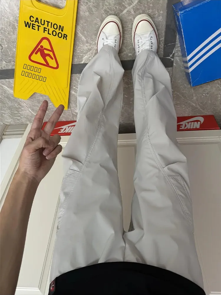 

American Sle Qui Dry Summer Thin Ice Silk Paratrooper Workwear Pants Straight Leg Micro Flared Casual Long Trousers