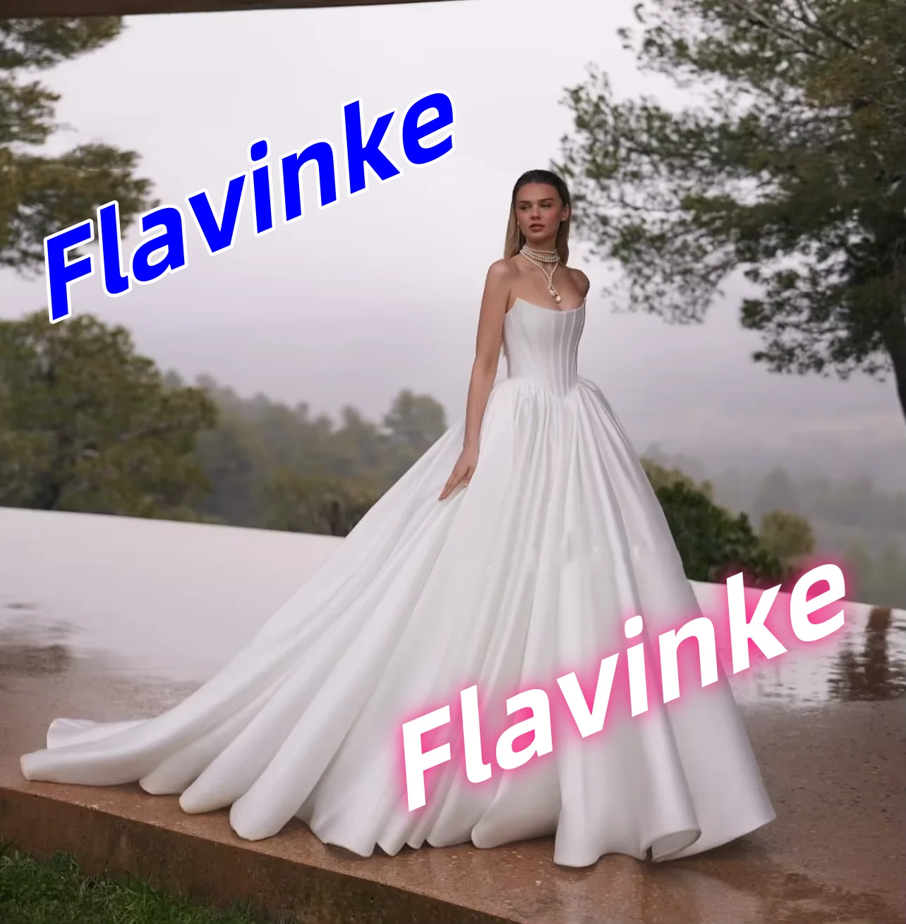 

Flavinke Customized wedding dresses satin sweetheart collar sleeveless pleated Princess wedding robe de mariee Vestido de no