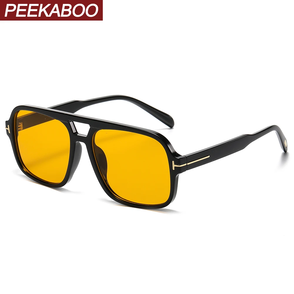 

Peekaboo retro square frame sunglasses uv400 double bridge big sun glasses for men women orange green unisex 2024 accessories