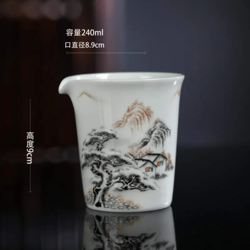 Purely handmade, ceramic tea set pastel snow scene Kung Fu tea set hand painted pastel master cup Sancai cover bowl cup