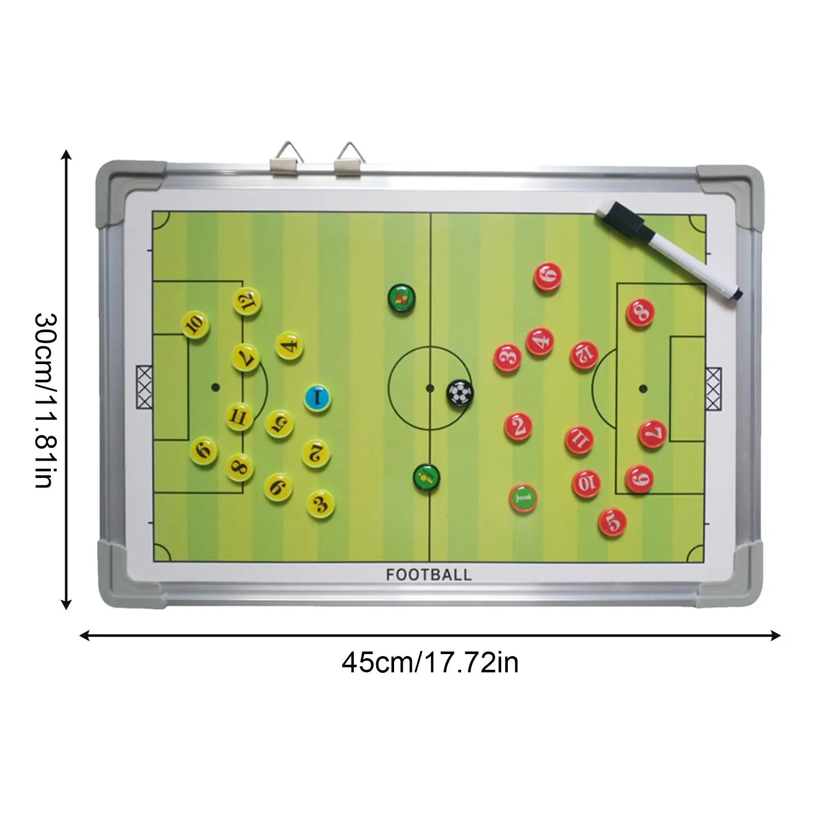 마그네틱 축구 전술 보드 코치 보드 특별 경기 훈련 전문 축구 건조 지우기 클립 보드 (마커 펜 2개 포함)