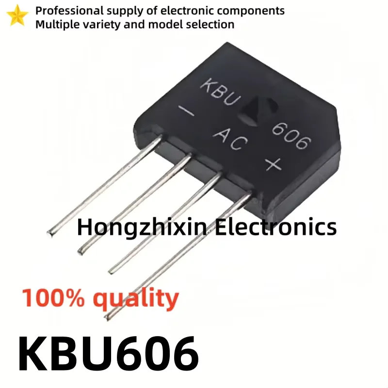 10 Pieces, KBU606 6A600V, KBU610 6A1000V, SEP Bridge Stack, Rectifier Bridge, Rectifier, Flat Bridge